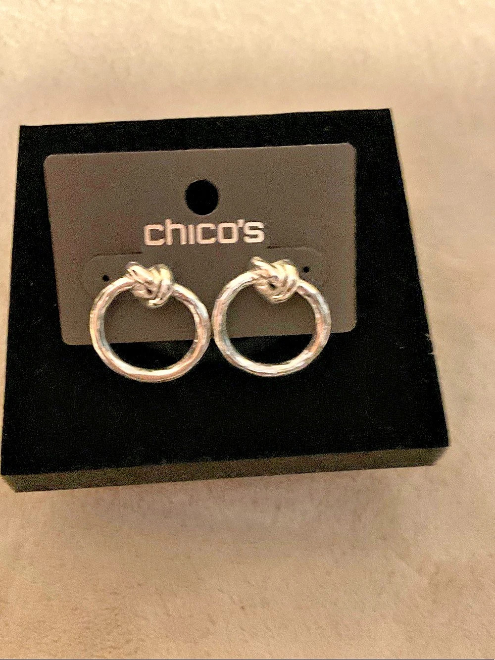 Chico's Silver-Tone Twisted Hoop Earrings Like New